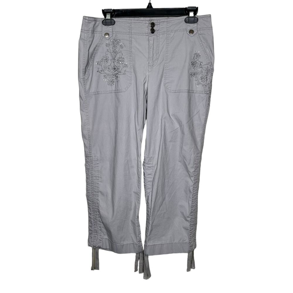 INC International Concepts Pants Size 8 light Gray Stretch Adjustable Length